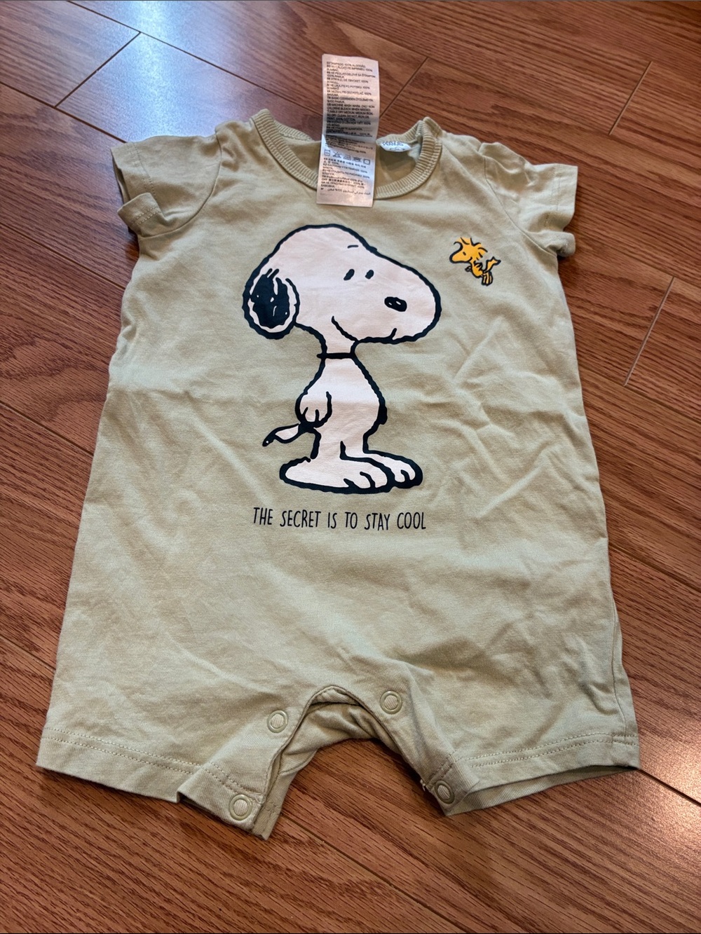 20/25$ 🧸Snoopy Graphic Baby Romper in Sage Green